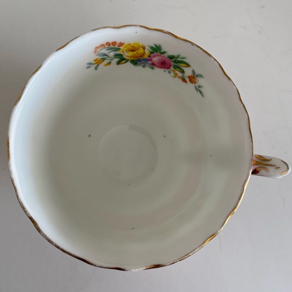 Rare Vtg Crown Staffordshire Bone China Teacup and Saucer Pink and Floral Sprays - Picture 5 of 8
